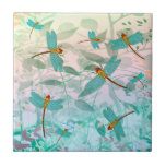 Beautiful Abstract Dragonfly Tile at Zazzle