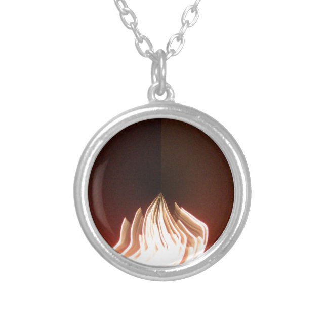 Beautiful Abstract Flame Art Print Silver Plated Necklace (Front)