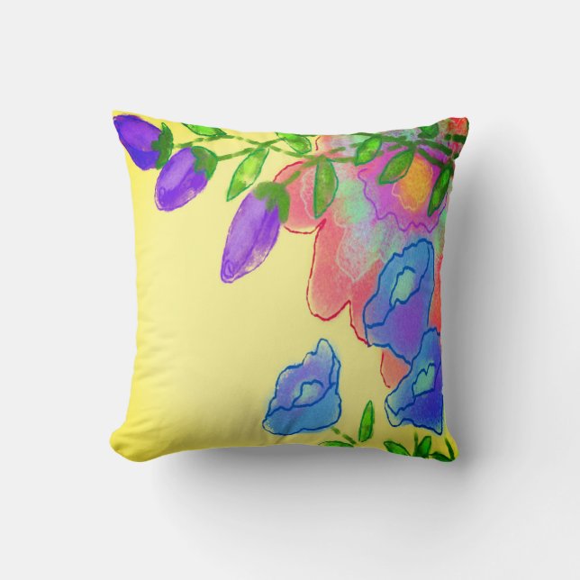 Beautiful Abstract Floral Art Throw Pillow (Front)