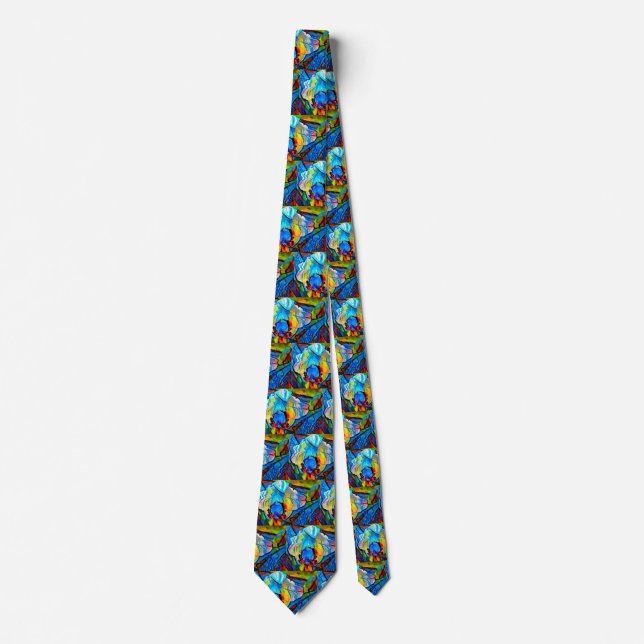 Beautiful abstract flower neck tie (Front)