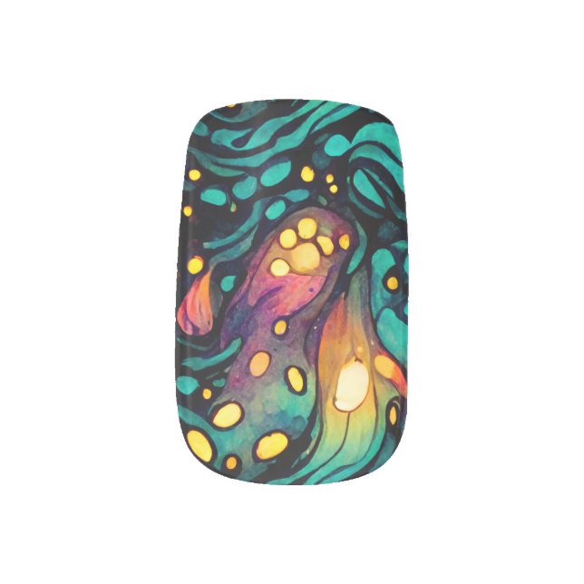 Beautiful Abstract Glowing Swirl Repeating Pattern Minx Nail Art (Left Thumb)