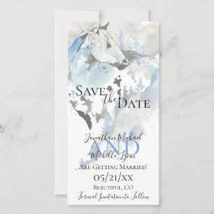 Beautiful Abstract Horse and Mountains Wedding Save The Date