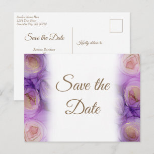 Beautiful Abstract Lavender Roses Wedding Announcement Postcard