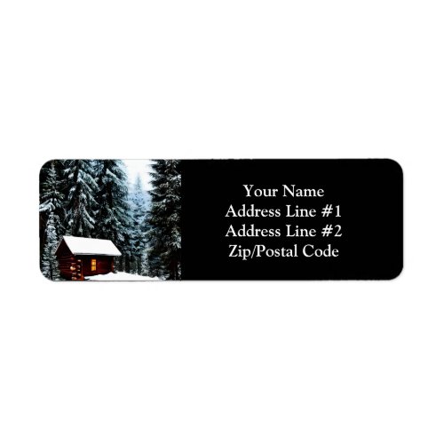 Beautiful Abstract Little Winter Cabin Label