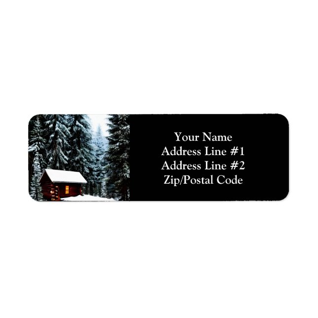 Beautiful Abstract Little Winter Cabin Label (Front)
