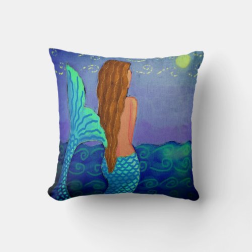 Beautiful Abstract Mermaid Painting Throw Pillow