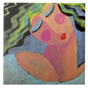 Beautiful Abstract Portrait of a Woman Ceramic Tile