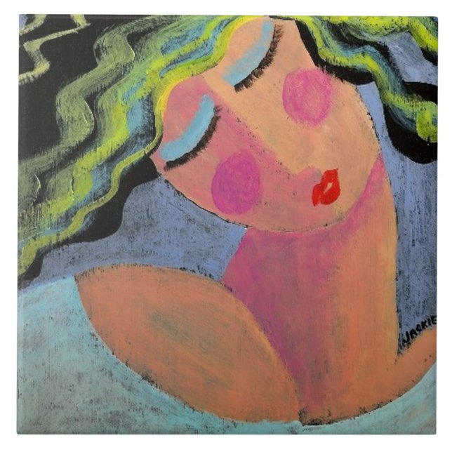 Beautiful Abstract Portrait of a Woman Ceramic Tile (Front)