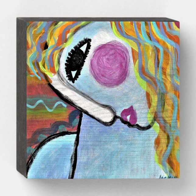 Beautiful Abstract Portrait of a Woman Wooden Box Sign (Front Vertical)
