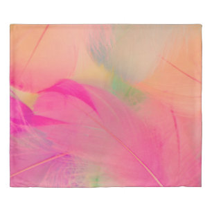 Beautiful abstract purple and blue feathers on whi duvet cover