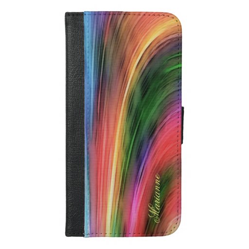 Beautiful Abstract Rainbow Colors Monogram iPhone 6/6s Plus Wallet Case
