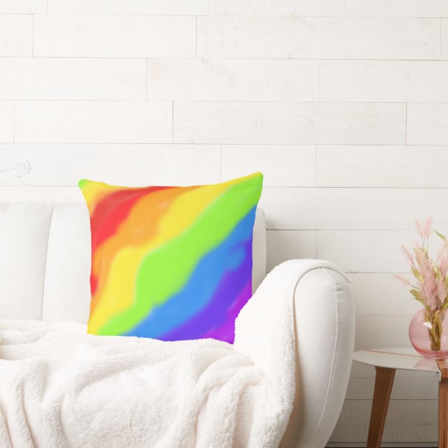 Beautiful Abstract Rainbow Design -  Throw Pillow (Couch)