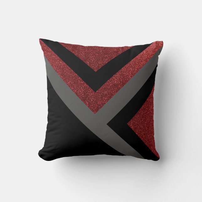 Beautiful Abstract Red and Black Throw Pillow (Front)