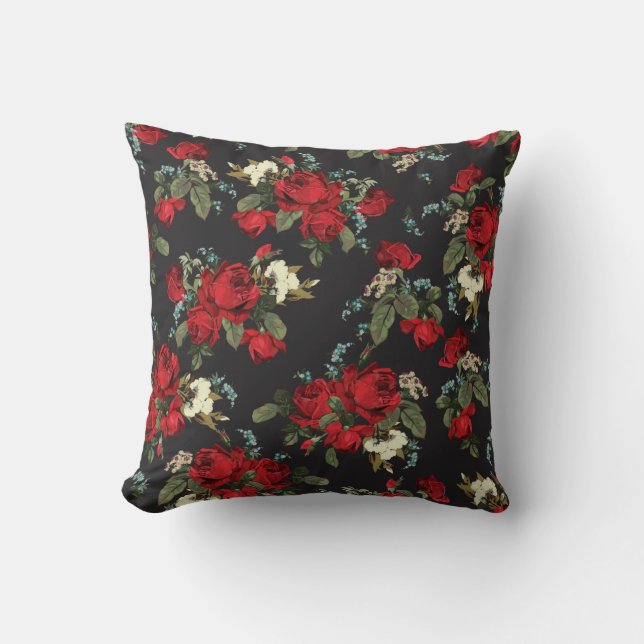 Beautiful Abstract Red Roses Throw Pillow (Front)