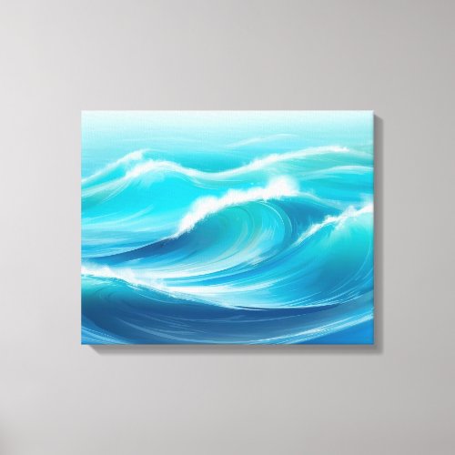 Beautiful Abstract Soft Blue Ocean Splash Waves  Canvas Print