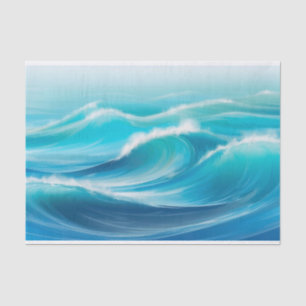 Beautiful Abstract Soft Blue Ocean Splash Waves Tissue Paper