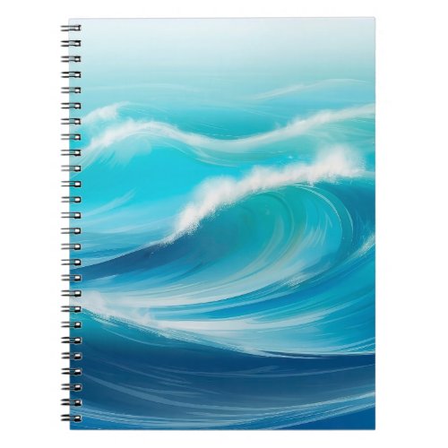 Beautiful abstract Soft Blue Ocean Waves Splash  Notebook