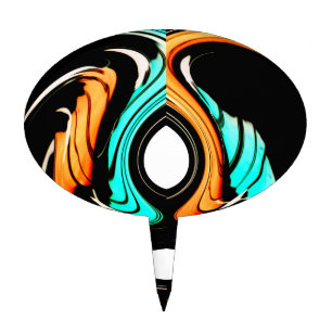 Beautiful Abstract Swirls Art Print Cake Topper