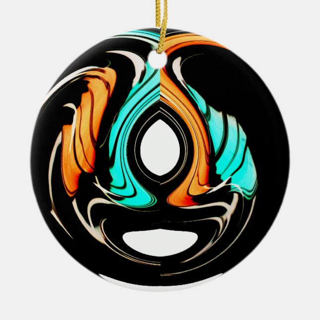 Beautiful Abstract Swirls Art Print Ceramic Ornament (Front)