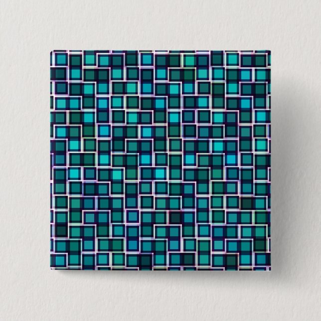 Beautiful Abstract Tile Pattern in Blue Button (Front)