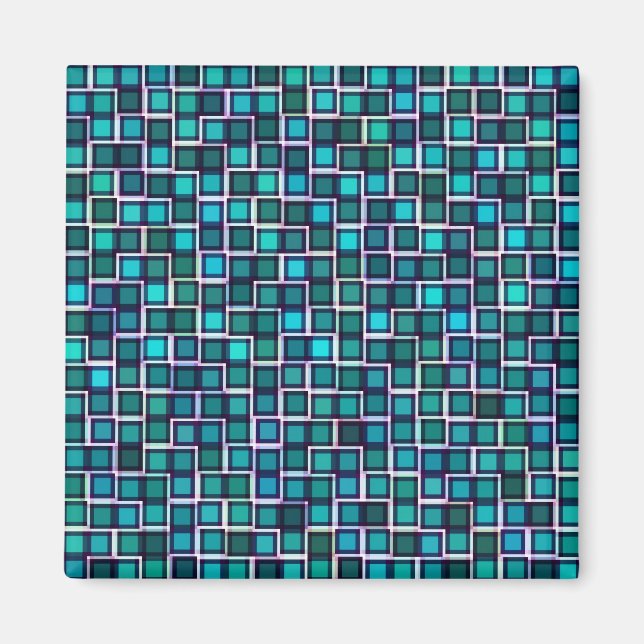 Beautiful Abstract Tile Pattern in Blue Magnet (Front)