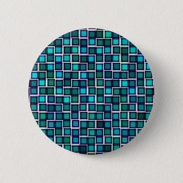 Beautiful Abstract Tile Pattern in Blue Pinback Button (Front)