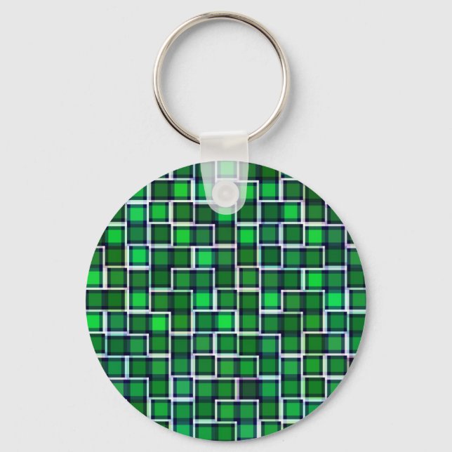 Beautiful Abstract Tile Pattern in Green Keychain (Front)