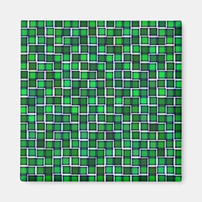 Beautiful Abstract Tile Pattern in Green Magnet (Front)