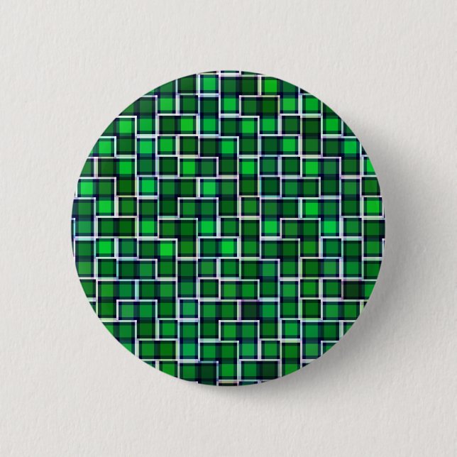 Beautiful Abstract Tile Pattern in Green Pinback Button (Front)