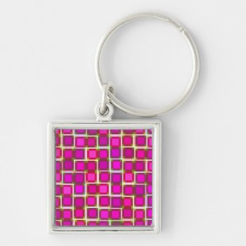 Beautiful Abstract Tile Pattern In Pink Keychain by Lasting__Impressions at Zazzle
