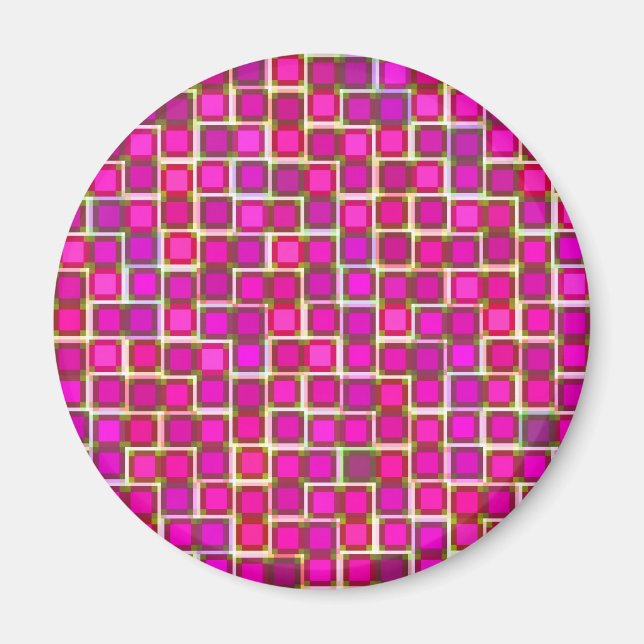 Beautiful Abstract Tile Pattern in Pink Magnet (Front)