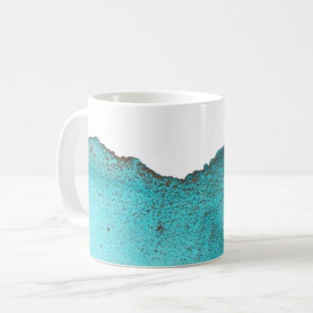 Beautiful Abstract Turquoise Gold Ink Ark Coffee Mug (Front Left)