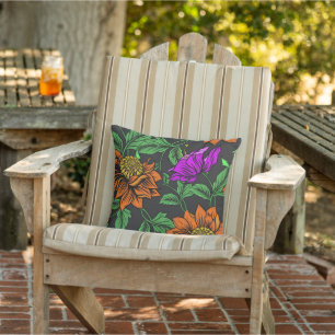 Beautiful abstract vintage flowers outdoor pillow