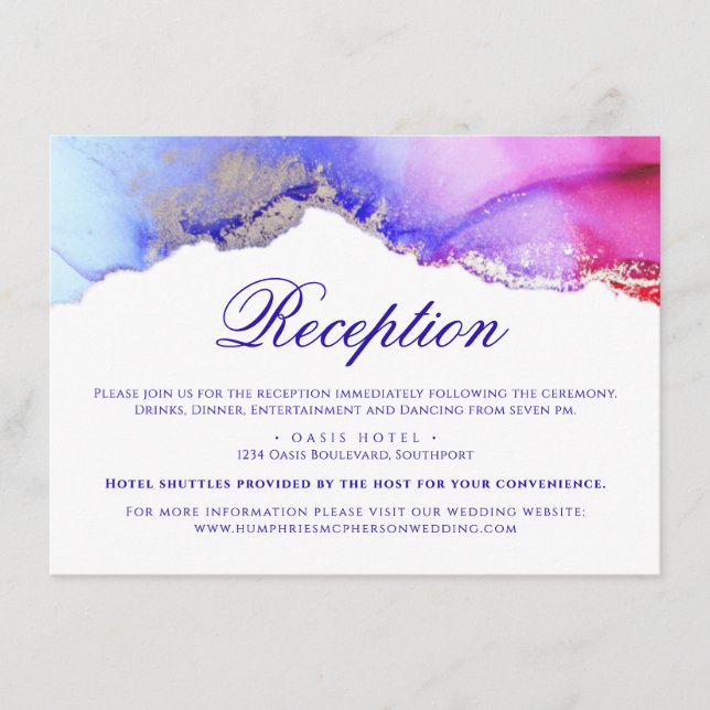Beautiful Abstract Wedding Reception Directions Enclosure Card (Front)