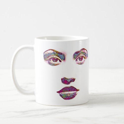 beautiful abstract womans face makeup beauty art coffee mug