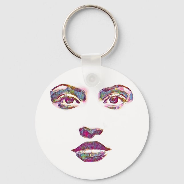 beautiful abstract womans face makeup beauty art keychain (Front)