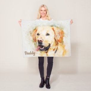 Beautiful Abstract Yellow Labrador Fleece Blanket