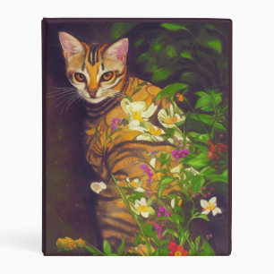 Beautiful Abyssinian Cat in a Midnight Garden   Mini Binder