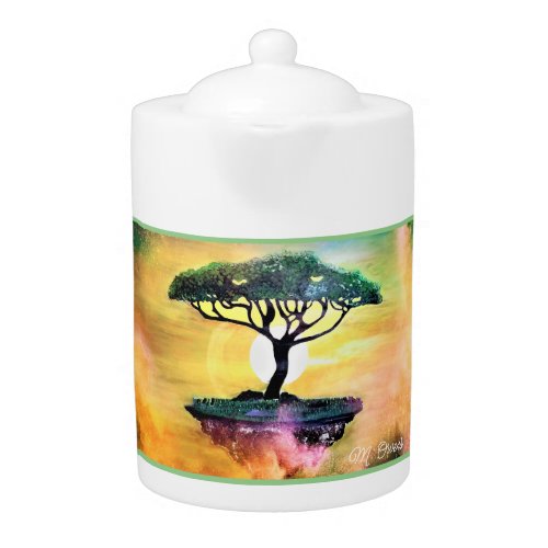 Beautiful Acacia Tree Floating In Sunset Teapot