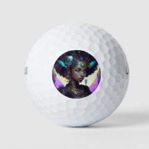 Beautiful Adorned Space Warrior Golf Balls