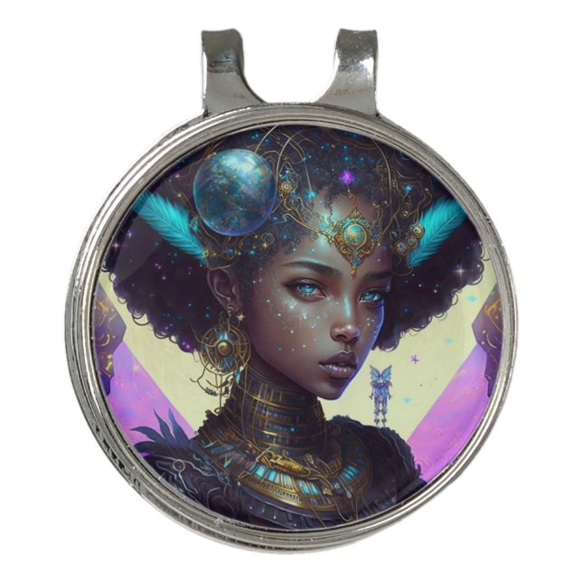 Beautiful Adorned Space Warrior Golf Hat Clip (Front)