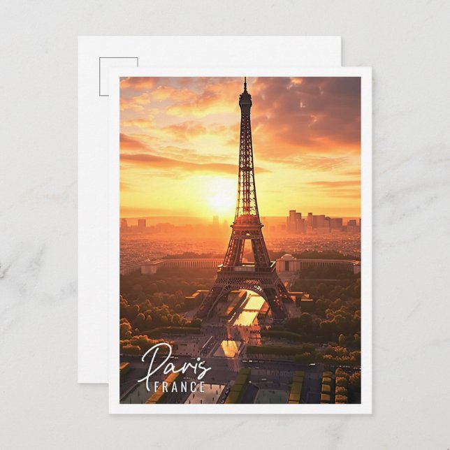 Beautiful Aerial view of Eiffel Tower Paris France Postcard (Front/Back)