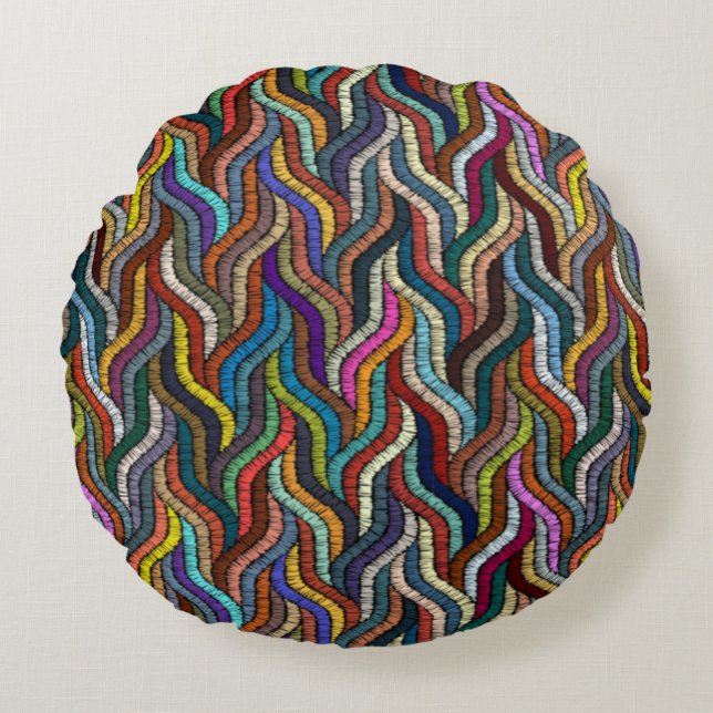 Beautiful Africa Ethnic Woven Printed Round Pillow (Front)