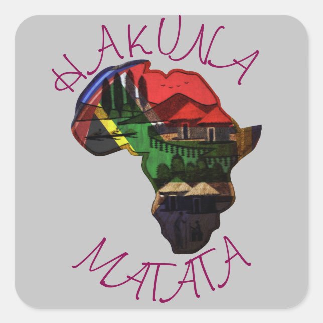 Beautiful Africa Hakuna Matata Customize Product  Square Sticker (Front)