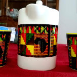 Beautiful Africa Teapot<br><div class="desc">I got inspired by the beautiful African colors to create this teapot. Africa has such beautiful bright bold colors in their clothings ans their National Flag. This teapot has a printed image of artwork that I created using colored pencils.</div>