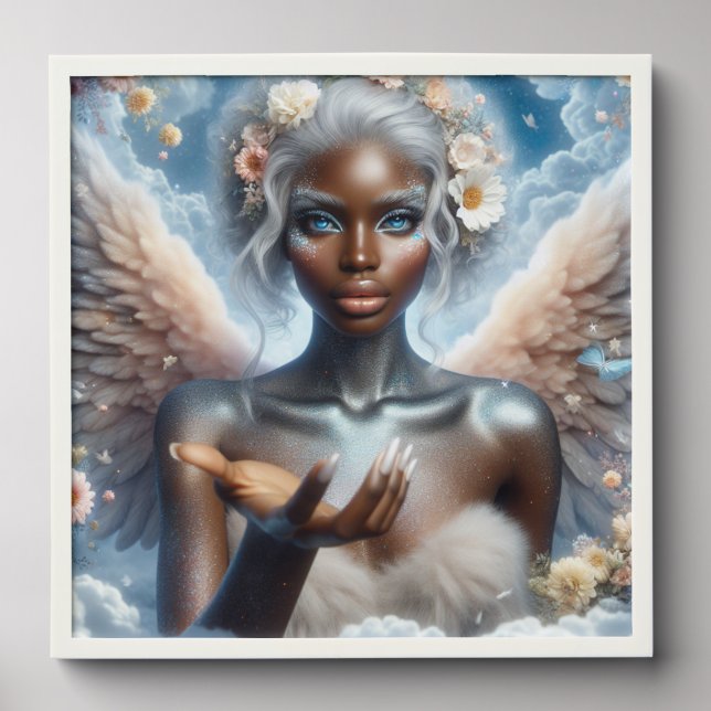 Beautiful African-American Angel Ethereal Peel And Stick Photo Tile (Front Set)