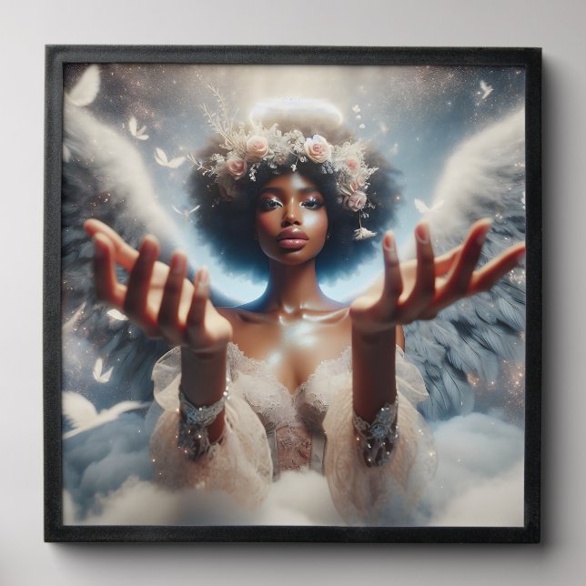 Beautiful African-American Angel Ethereal Peel And Stick Photo Tile (Front Set)