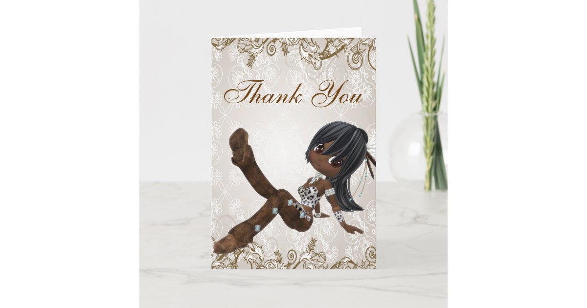 Beautiful African American Girl Thank You Card | Zazzle.com