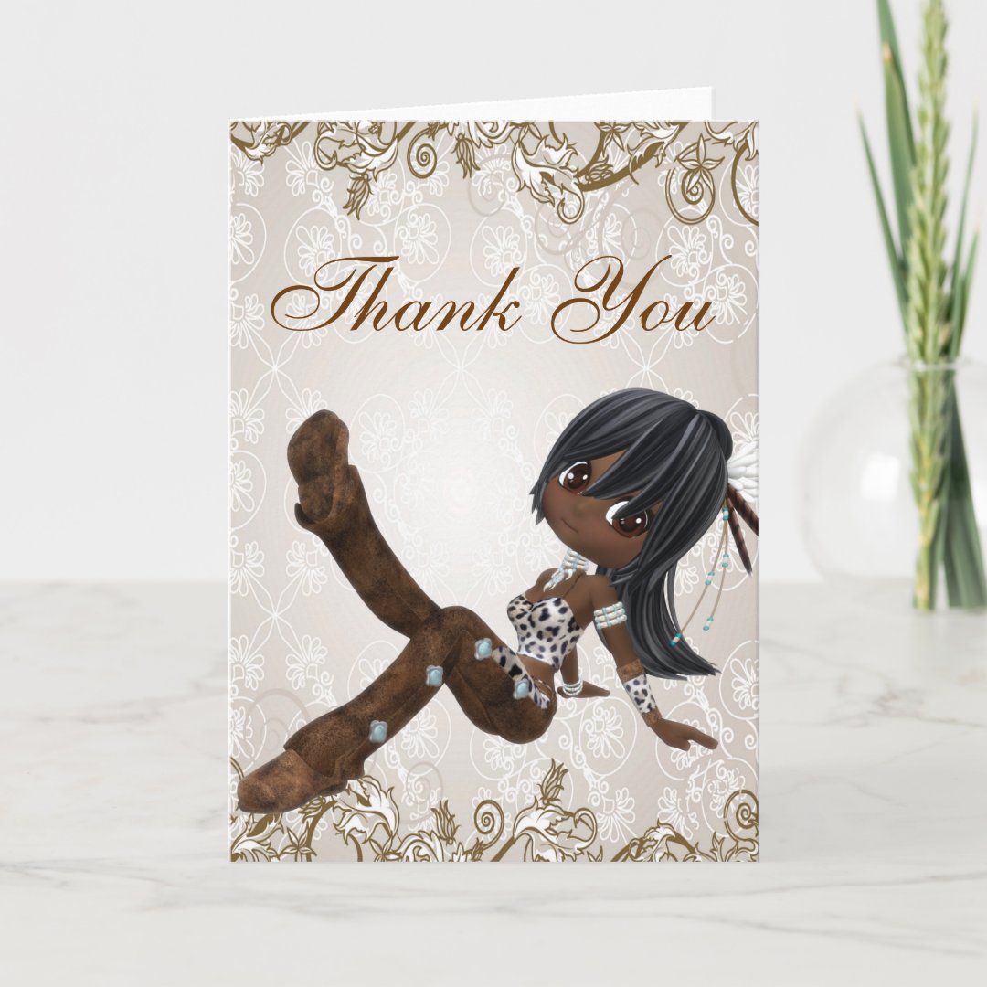 Beautiful African American Girl Thank You Card | Zazzle