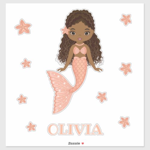 Beautiful African American Mermaid Vinyl Sticker